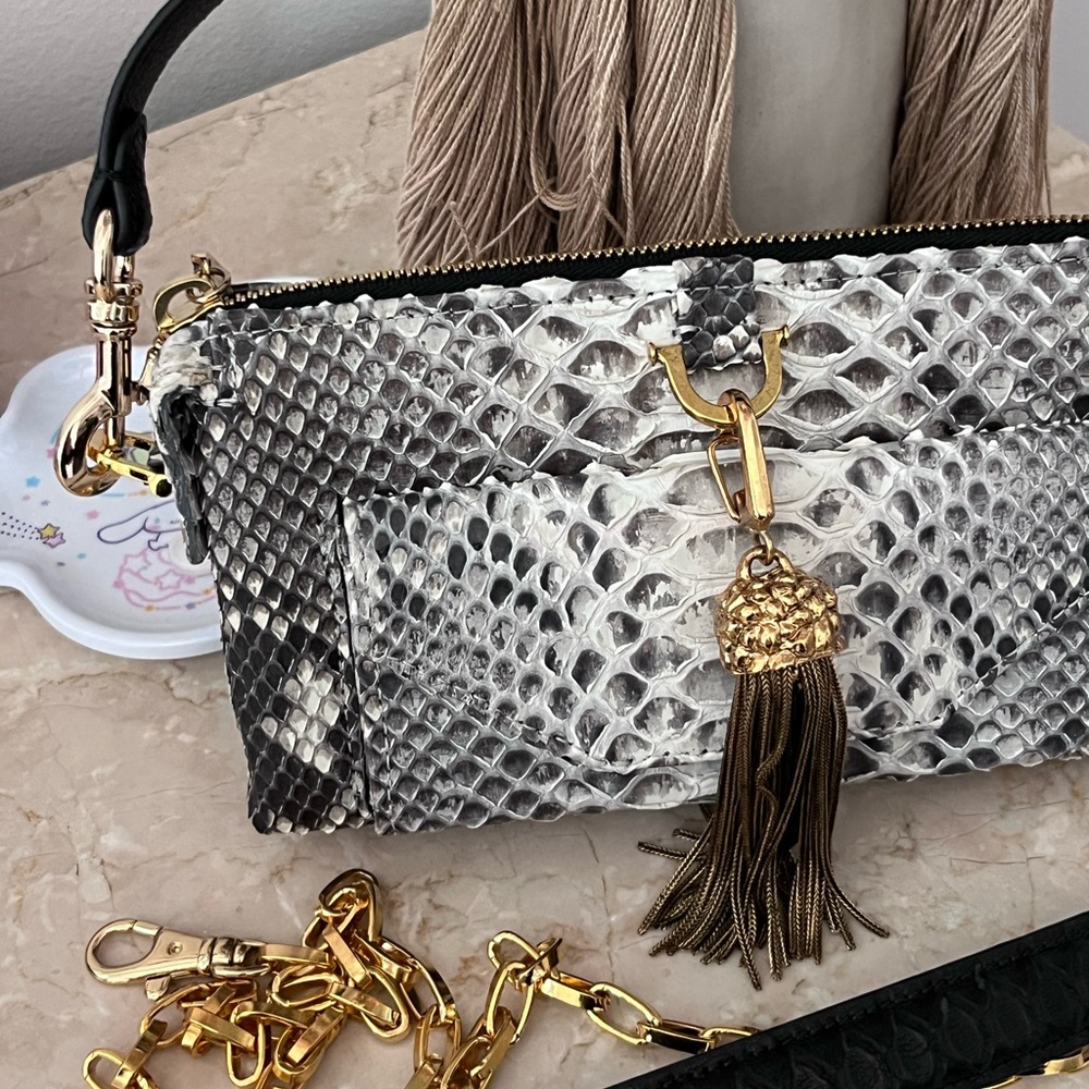 Authentic Python Black And Gray Handbag - image 8